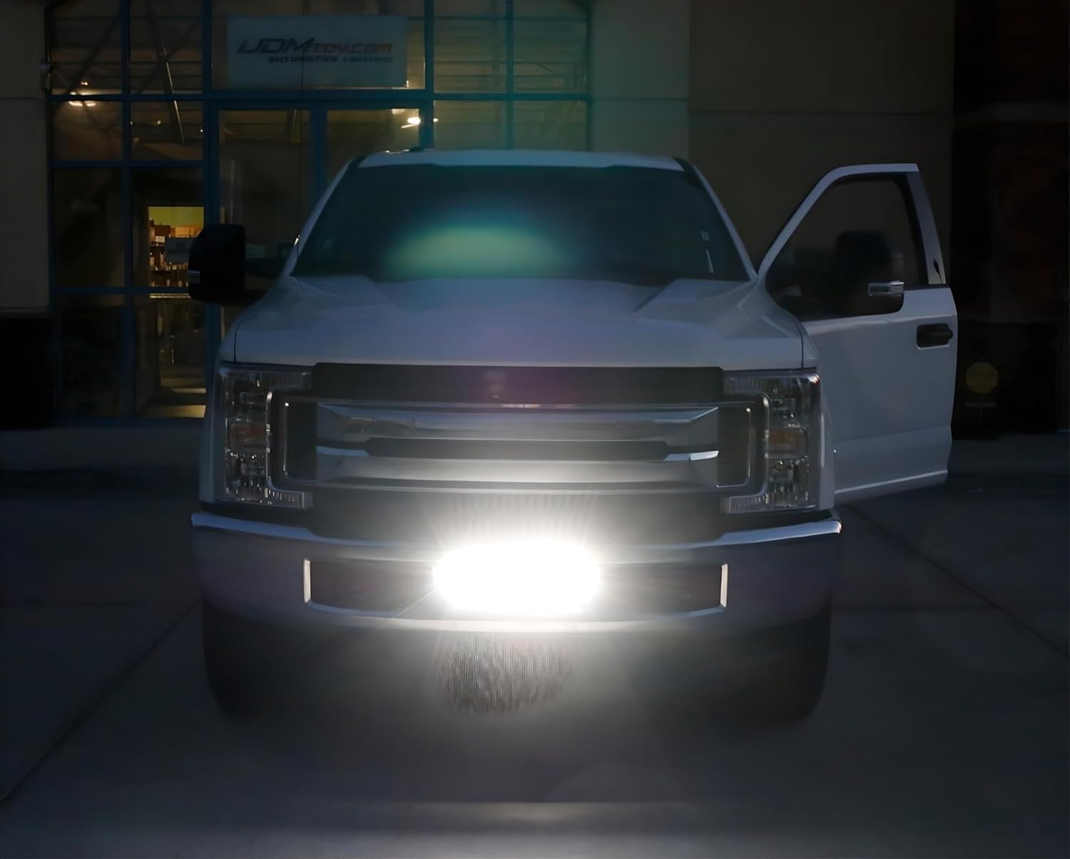 iJDMTOY Front Bumper Mount 20-Inch LED Light Bar Compatible with 2017-up Ford F250 F350 Super Duty, Includes (1) 120W High Power LED Lightbar, Lower Bumper Mounting Brackets & On/Off Switch Wiring