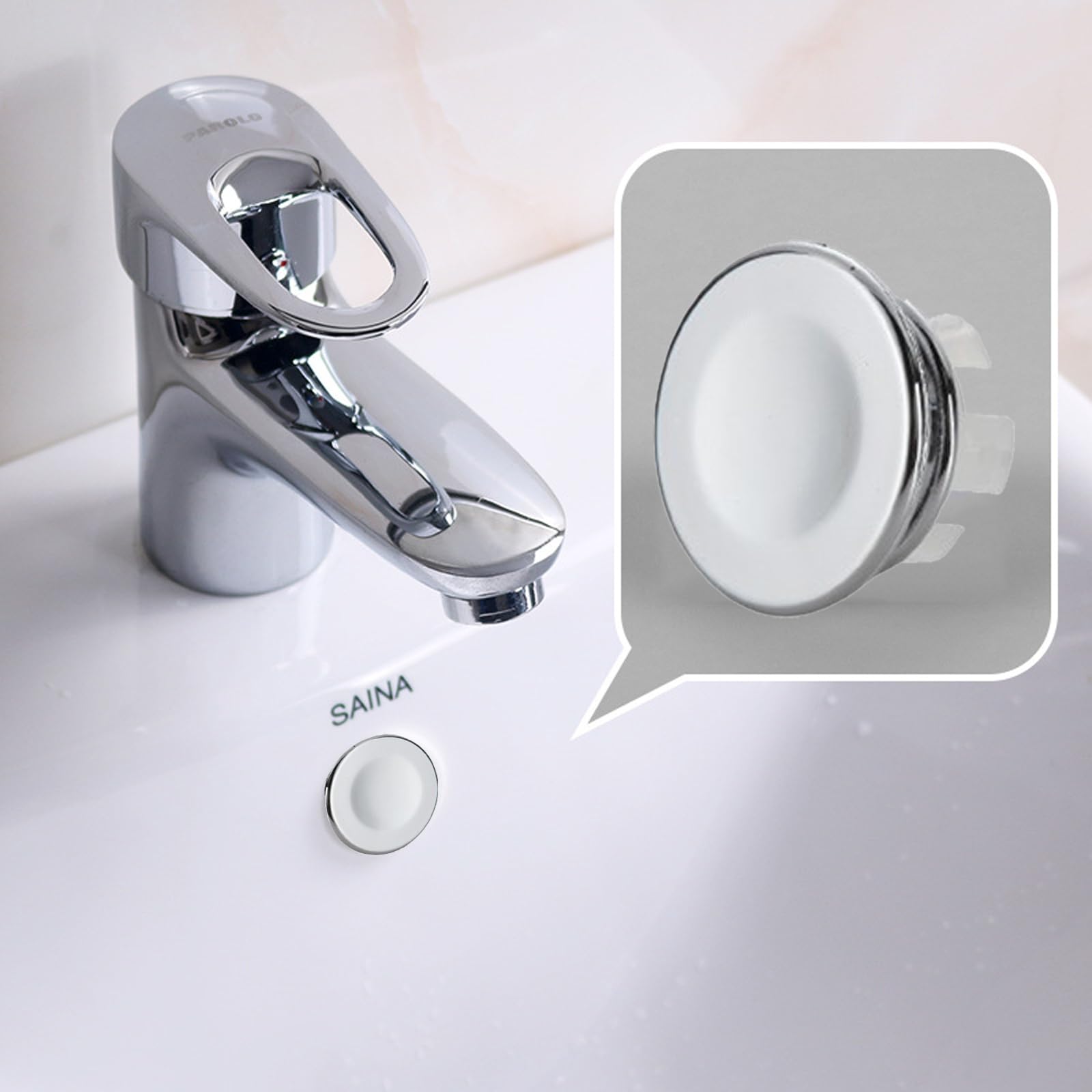 Set 12 Tappi Troppo Pieno Per Lavandino - Gomma, Per Fori Da 22-24mm, Con Portaoggetti - Foto 3