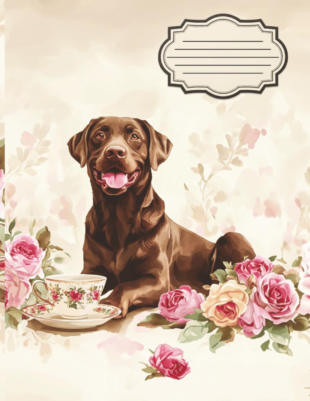 Notebook: Dog-Themed Chocolate Labrador Retriever College Ruled Journal Notebook For Puppy Lovers, 120 pages, 8.5x11 inches
