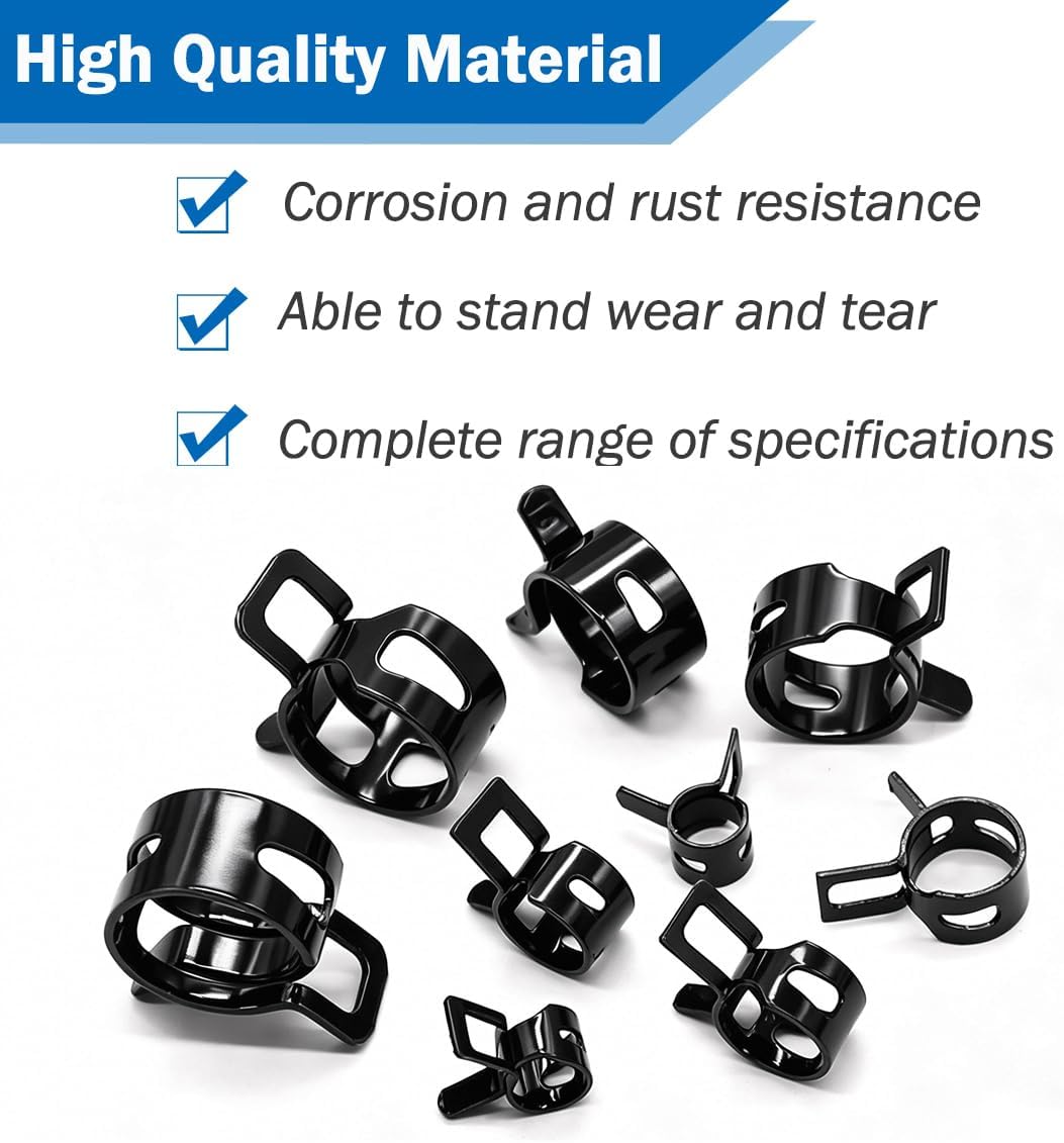 Tnisesm 80Pcs Spring Band Hose Clamps Assortment kits Silicone Vacuum Hose Pipe photo 3