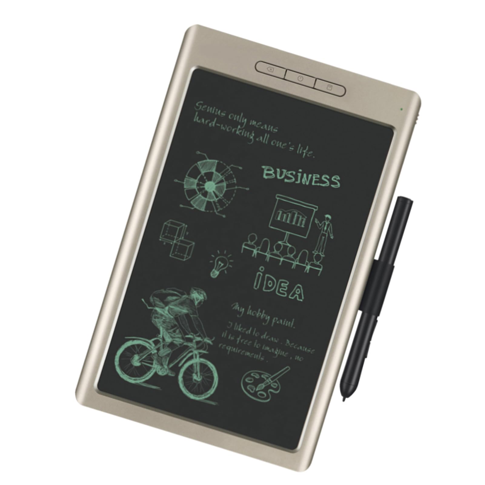 HUIOP Tablet grafico ligente 8192 Livelli di sensibilità alla pressione, note sincrone, trasmissione oro, tablet da disegno 25,6 x 16 x 1,17 cm / 10,08 x 6,3 x 0,46 pollici, bianco/grigio/oro