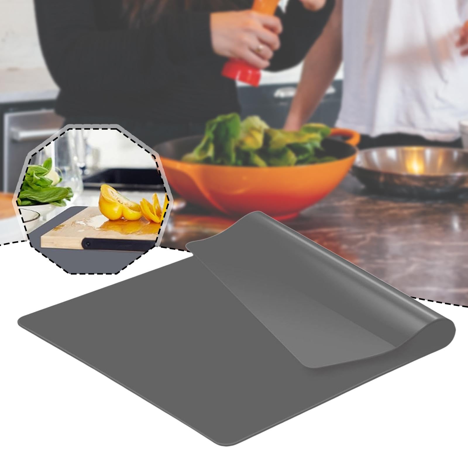 Silikonmatte zum Backen, hitzebeständig, Schreibtischschoner, gerollt, faltbar, Silikonfolie für Handwerk, Restaurant, Zuhause, Grau, 80 x 60 cm
