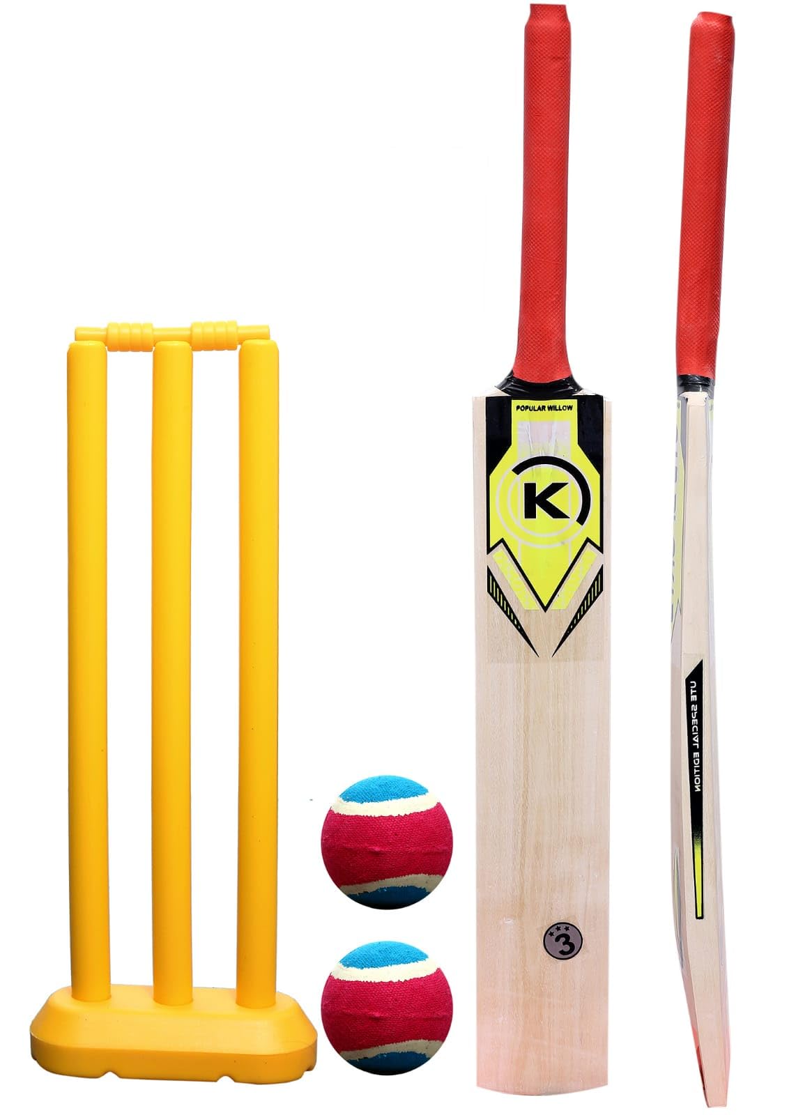 Hyper Cricket Combo Age (Size 1, Age 4-6 Year (Wooden Selected Willow Bat, Heavy Plastic Wicket Set & 1 Tennis Ball) Personal Use and Gifting Combo-image-47