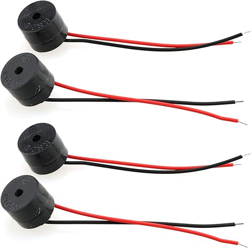 E-outstanding Zumbador de alarma 4PCS DC 6-12V Zumbador activo con cable Mini conector tono Sonda altavoz alarma electrónica timbre zumbadores 85dB