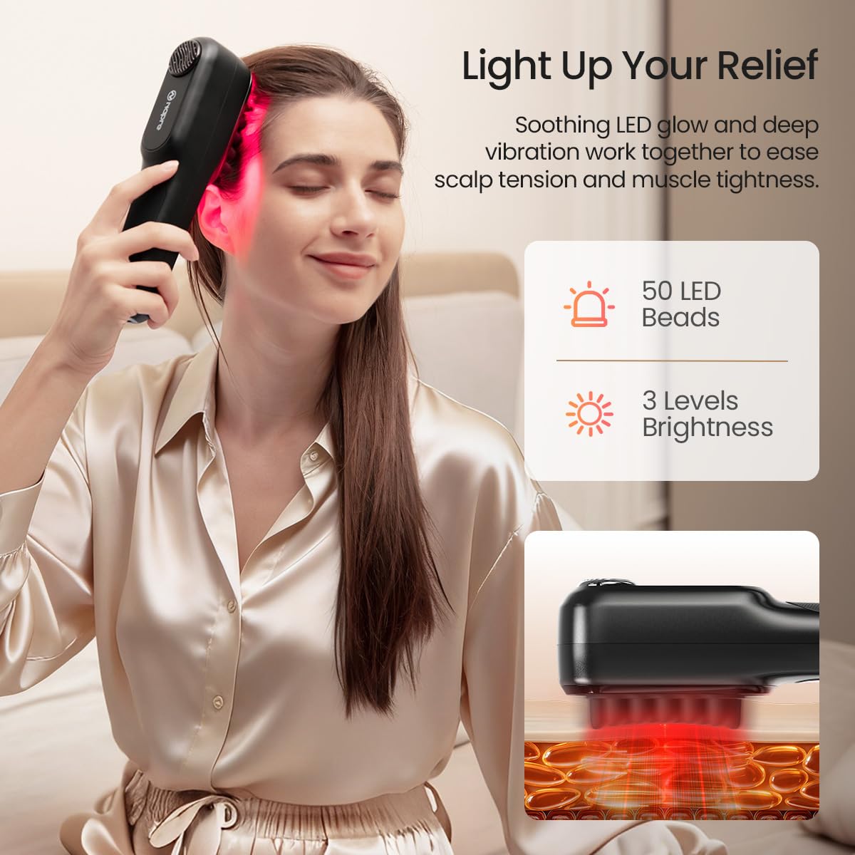 NAPRE Electric Scalp Massager,Head & Hair Massager Scalp Stress Relax,Cordless Handheld Muscle Massager with Horizontal Vibration for Face,Neck,Shoulder & Body