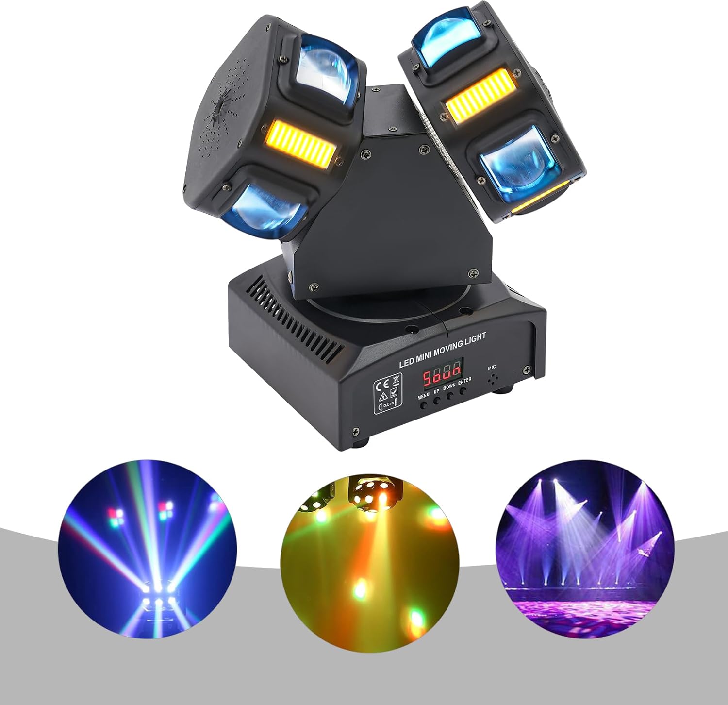 8-Head Moving Head DJ Lights, DMX 512 Strobe Lighting LED with Sound Activated RGBW Beam Light Rotation Stage Lighting Equipment for Stage Lighting Disco (8-Head Rotating Stage Light Beam)