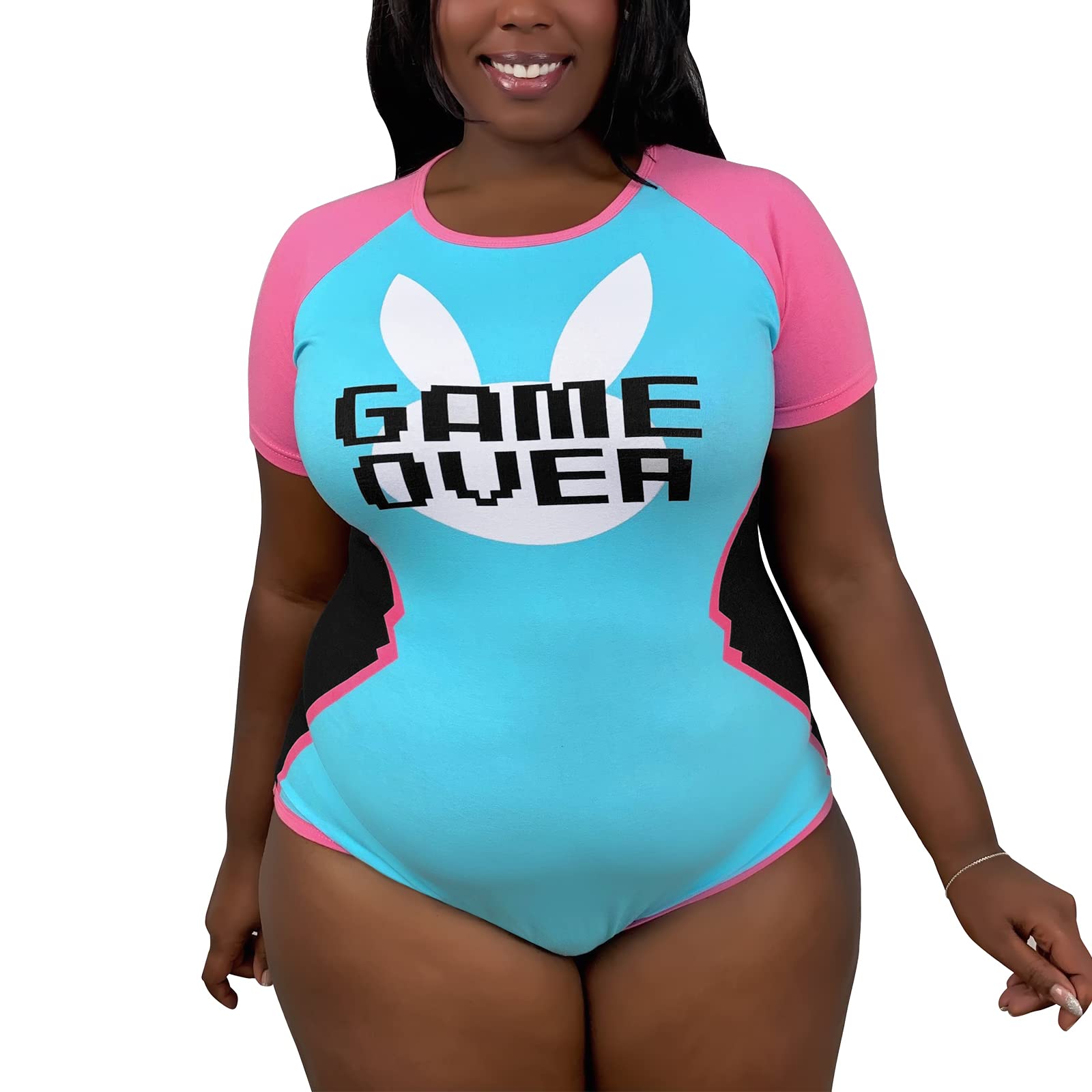 Littleforbig Cotton Romper Onesie Pajamas Bodysuit - Bunnywatch: Medium Blue