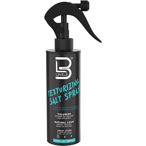 L3 Level 3 Sea Salt Texturizing Spray - Creates Beachy Waves and Texture - Light Hold - Casual Hair Finish (8.45 Fl Oz)