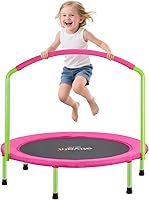 ATIVAFIT 36-Inch Kids Trampoline with Adjustable Big Handlebar - Safe Quiet Mini Toddler Trampoline Indoor Outdoor for Ages 2-6