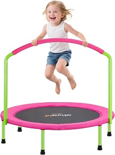 ATIVAFIT 36-Inch Kids Trampoline with Adjustable Big Handlebar - Safe Quiet Mini Toddler Trampoline Indoor Outdoor for Ages 2-6