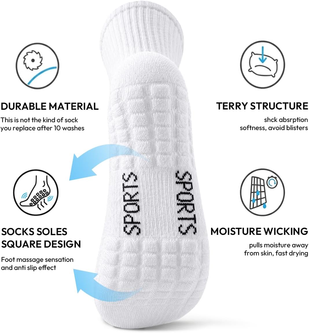 HAVE A TREE Men's Athletic Running Crew Socks 3-12 Pairs Cushion Padded | Size 6-10/10-13, Terry Sole, Moisture Wicking, Durable & Comfortable, Mesh Ventilation, for Workout, Gym, Running, Cycling