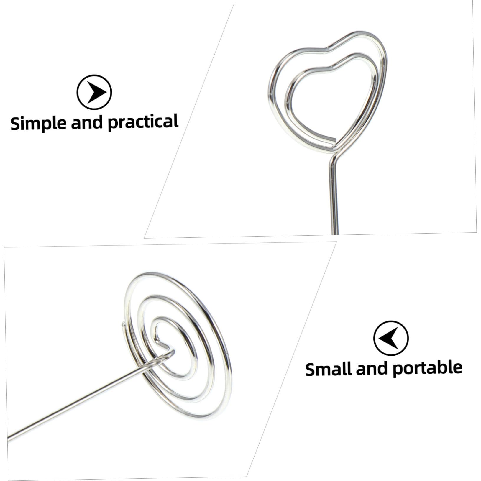 FUNOMOCYA 20Pcs Heart Shape Memo Clip Stands Decorative Photo Holders for Weddings Birthdays Graduations and Showers Elegant Table Name Card and Menu Display Clips