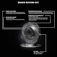 Vista 4 de R1 Concepts Frenos traseros y rotores Rotores de freno ranurados perforados traseros Rotores de freno de disco traseros Compatible