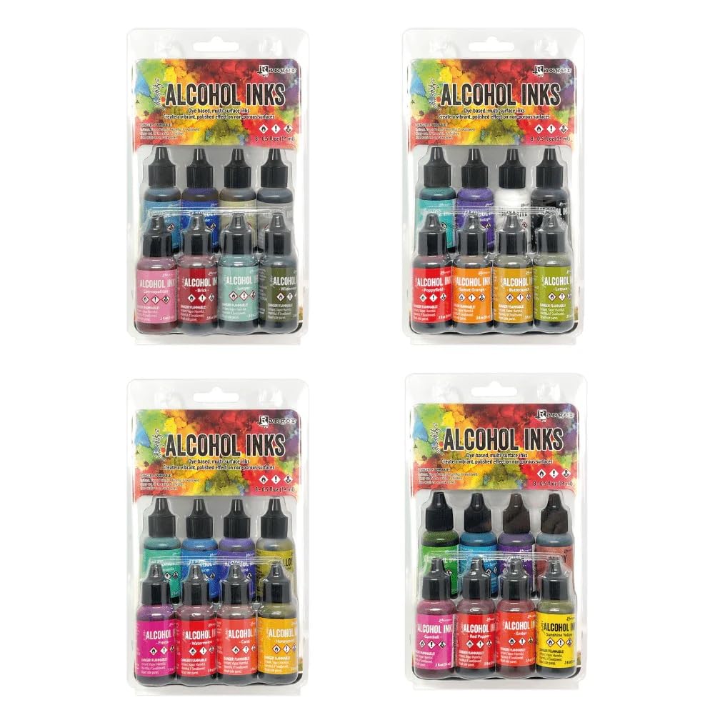 Tim Holtz Alcohol Ink Spectrum 8pk Kit Bundle - All 4 April 2025 Release - 24 Bottles- Bright, Classic, Retro and Urban Collections