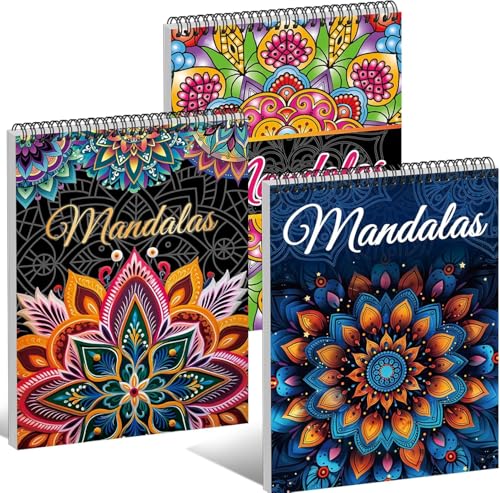 Cahier coloriage adulte anti-stress avec 3 mandalas géants A4