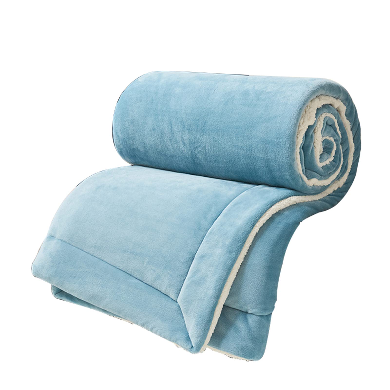 Manta Sherpa Manta Mimosa y Acogedora, Manta de Lana de Cordero, Manta Reversible de Microfibra para Cama y Sofa, Fácil de cuidar (Azul Claro,180x200cm)