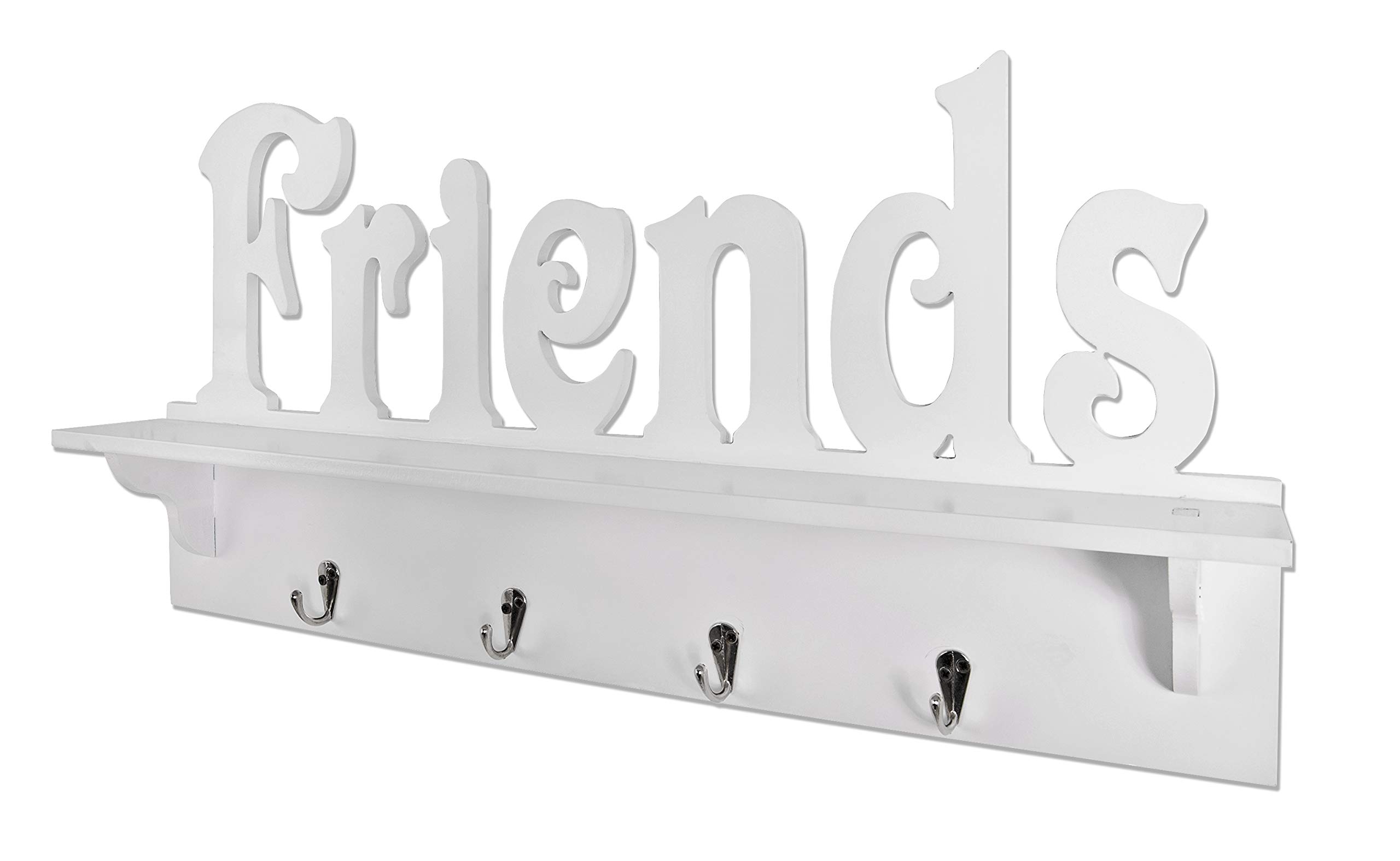 HAKU Wandgarderobe Chrom, weiß, MDF - Maße: B 60 cm x H 30 cm x T 9 cm, Style: Modern