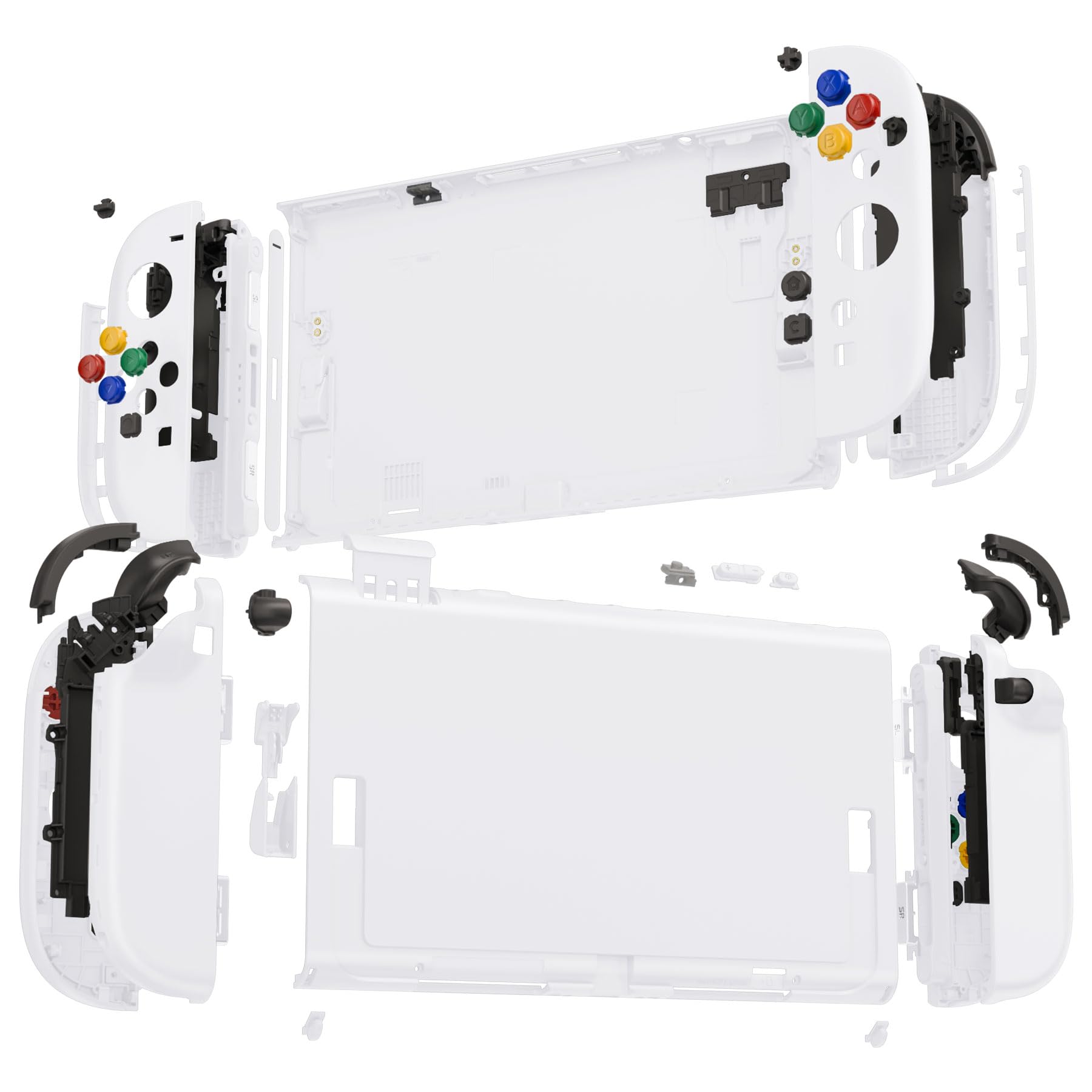eXtremeRate DIY-Full Gehäuse Set für Nintendo Switch 2 Konsole, Deluxe Version Custom Faceplate/Rückplatte/Grips Joy Con Shell mit Tasten Zubehör – Schneeweiß
