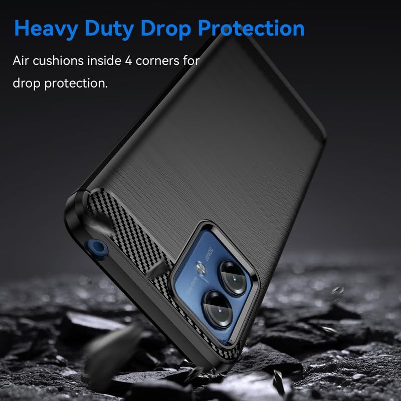 Image of NPRC Hybrid Ultra Slim Protective Case TPU Non-Slip Carbon Fiber Texture Shockproof Case Cover for Moto G14 - Black