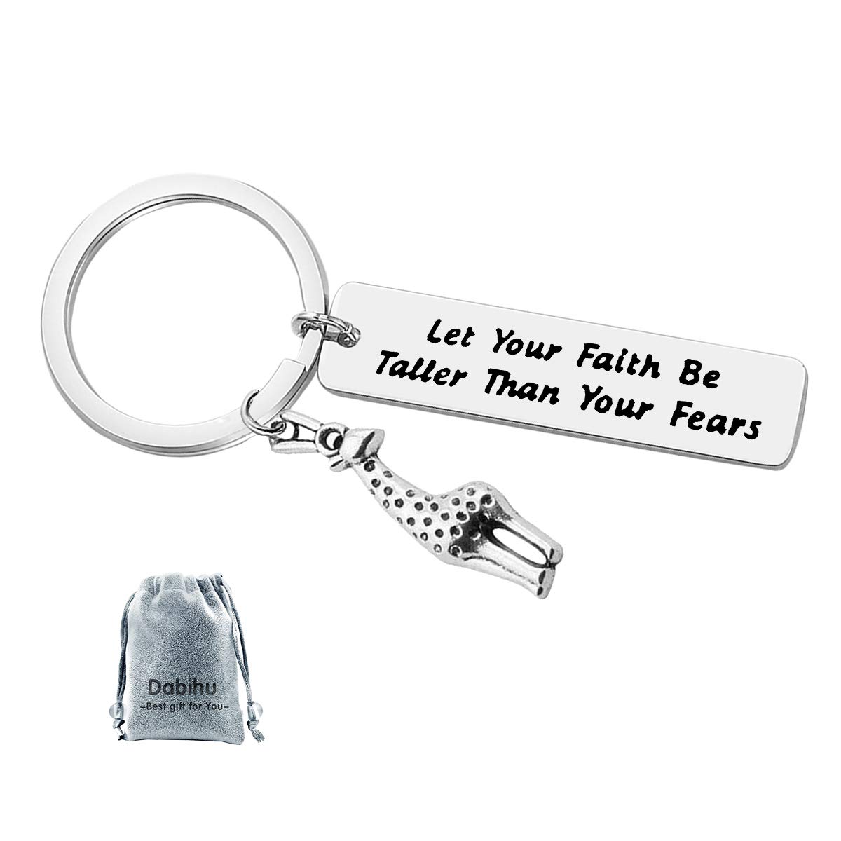DabihuGiraffe Gift Key Chain Let Your Faith Be Taller Than Your Fears Spiritual Themed Keychain Gift for Religious, Inspirational Gift Keyring Giraffe Jewelry for Women Giraffe Lovers Friend