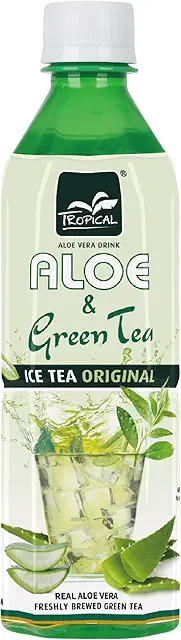 Tropical Aloe Vera Drink Green Tea - Erfrischend mit echten Aloe Stücken, 500 ml