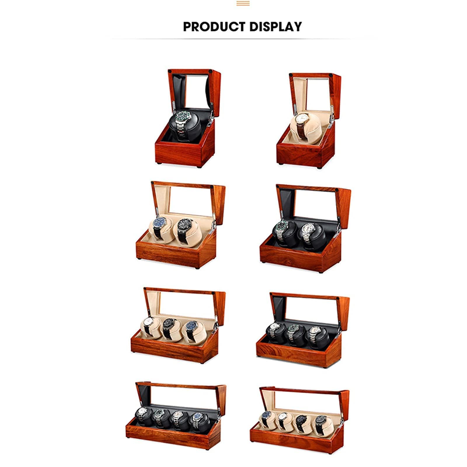 1-4 para cajas de relojes automáticas, relojes giratorios de relojes, caja de reloj giratoria, agitador de relojes, motor supersilencioso alimentado por batería o alimentado por CA (3 epítopos negros