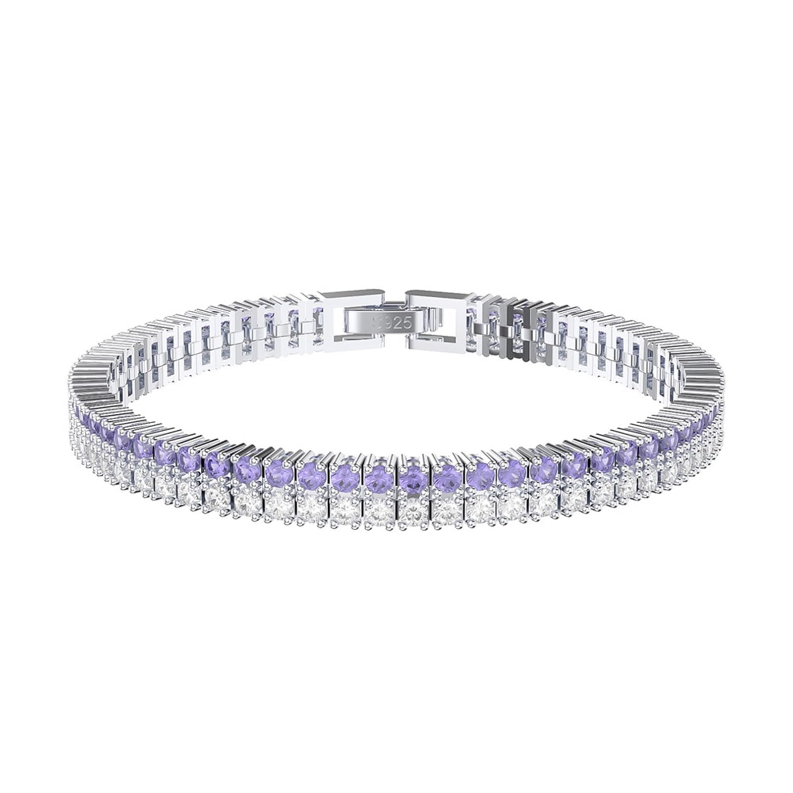 Pulseras de mejor amiga para mujer, plata 925, color blanco y rosa, pulsera de cadena de tenis para mujer, longitud 16,5/18/19 cm