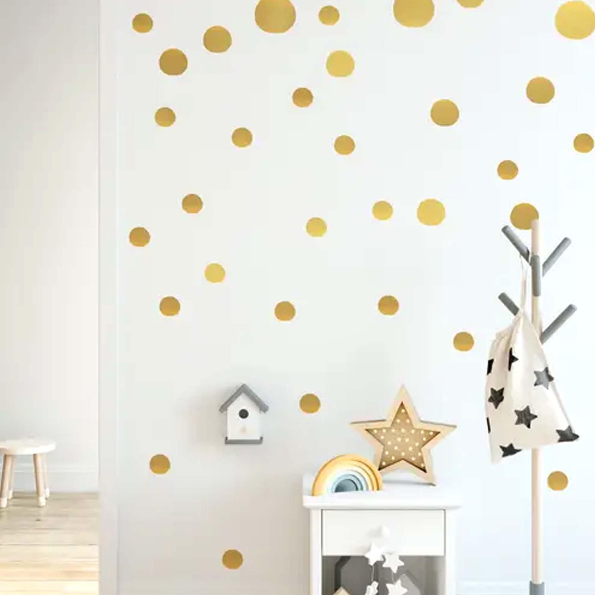 123 Pc Gold Mix Dots Polka Dot Wall Stickers Irregular Polka Dot Stickers Decal Vinyl Wall Art Room Decor Bedroom Decor Peel and Stick Nursery Decor