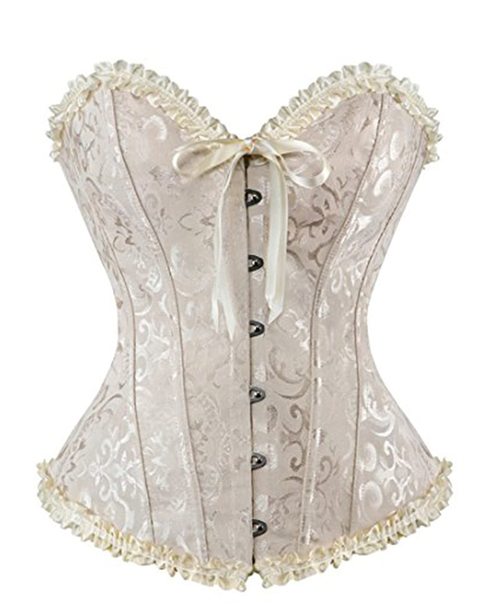 Felcia Women's Corsets Sexy Brocade Overbust Lace up Boned Corsets Shapewear Outfit