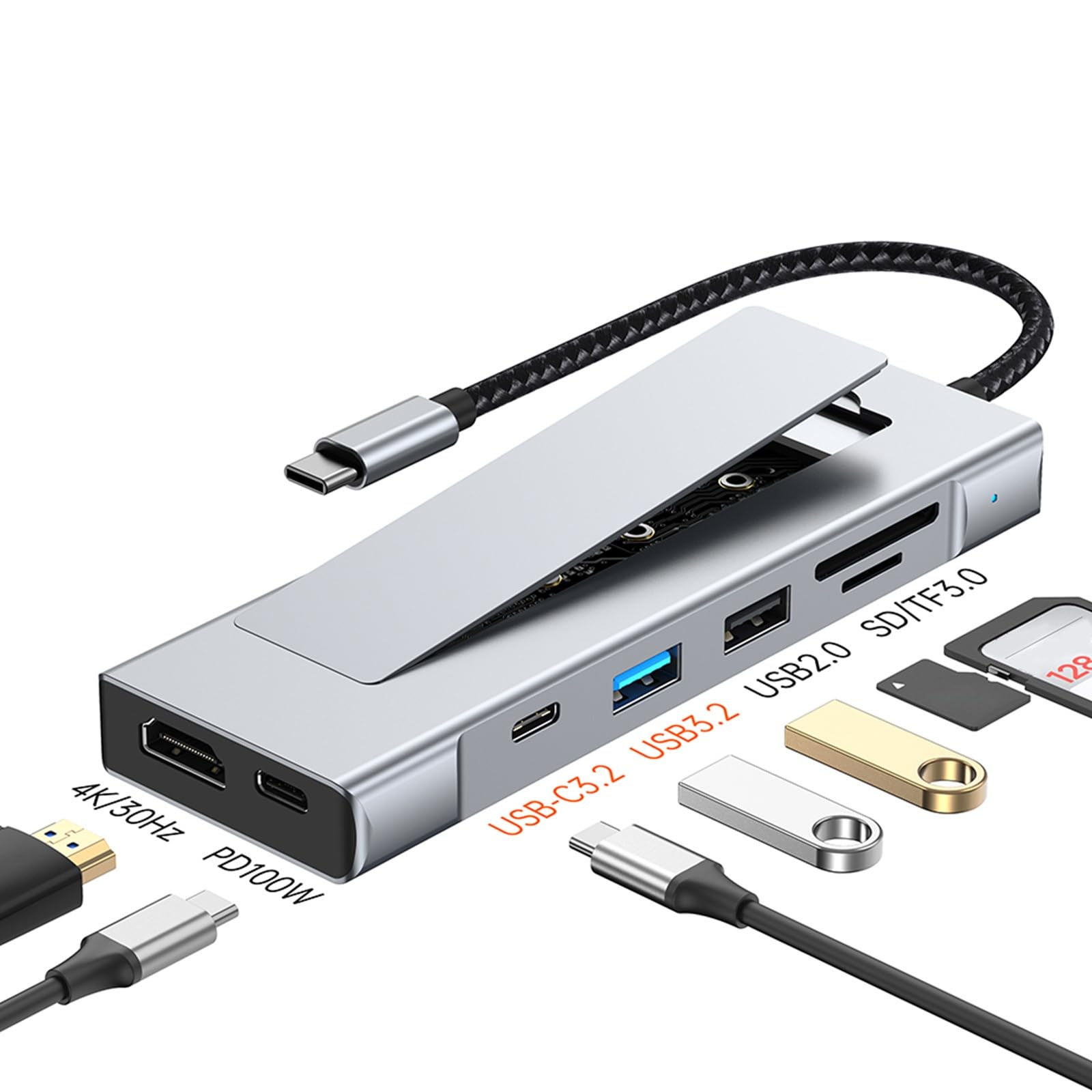 Docking Station multiporta compatta con Dock con velocità USB 3.2 Veloce USB 3.2 Compatibilità HDTV Dock per dissipazione del Calore