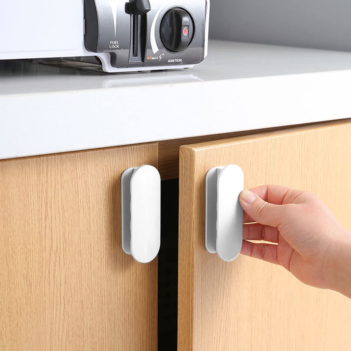 2 Pomos Autoadhesivos Para Puerta De Balcón Y Muebles, Tiradores De Plástico ABS Negro 9x3.5 Cm, Fijación Sin Taladrar, Uso En Cristal, Armarios Y Ventanas