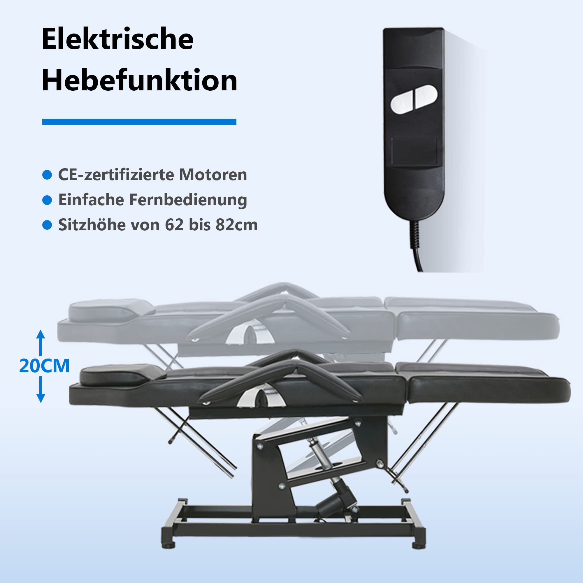 Barberpub Elektrische Tattoo Liege Massageliege, Kosmetikliege Set, Therapieliege Schönheitsausrüstung klappbar & höhenverstellbar, 0100 (Schwarz)