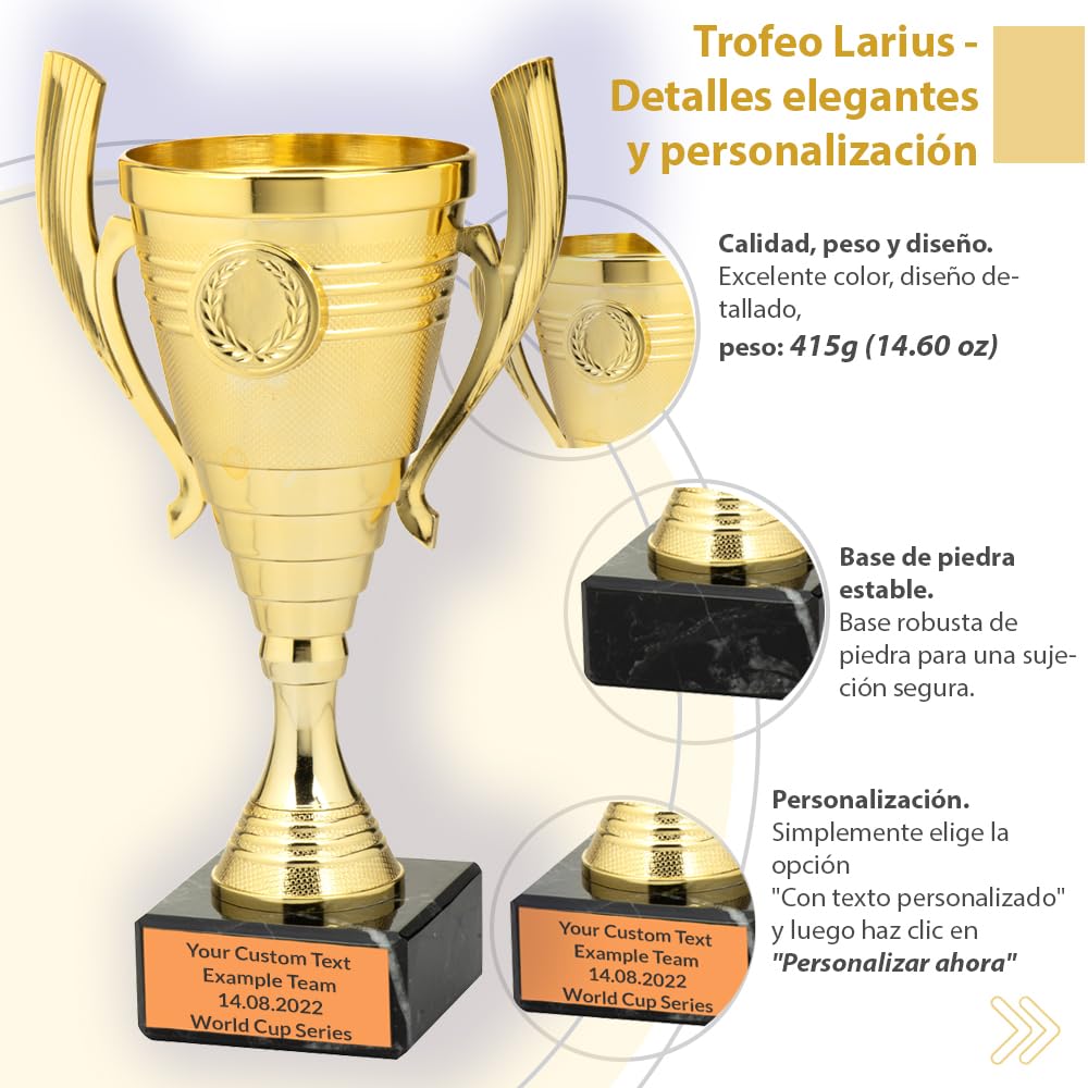 Trofeo Universal Larius de 22 cm con Base de Mármol Personalizable para Deportes y Premios