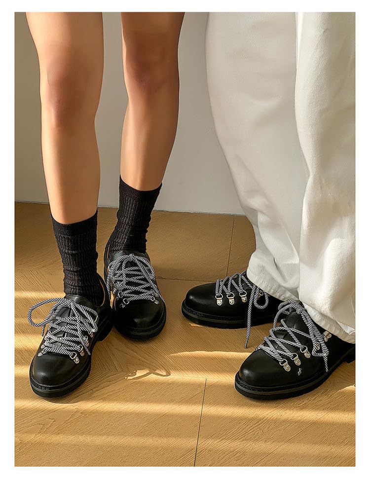 Santimon Men's Faux Grain & Suede Leather Lace-Up Oxford Sneakers – Anti-Slip Fashion Dress Oxfords Classic Casual Boat Shoes4