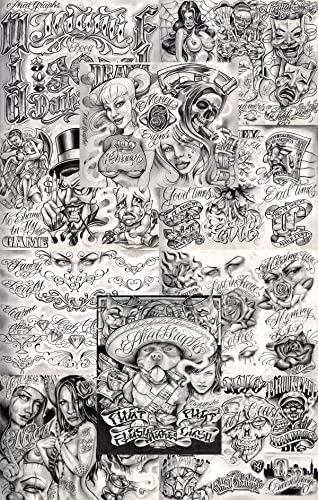 Boog From The Streets With Love Gangsta Style Tattoo Flash 10 Sheet Set 11X14" J, Great Tattoo Shop Investment For Display, Lowrider Artwork #TOP5