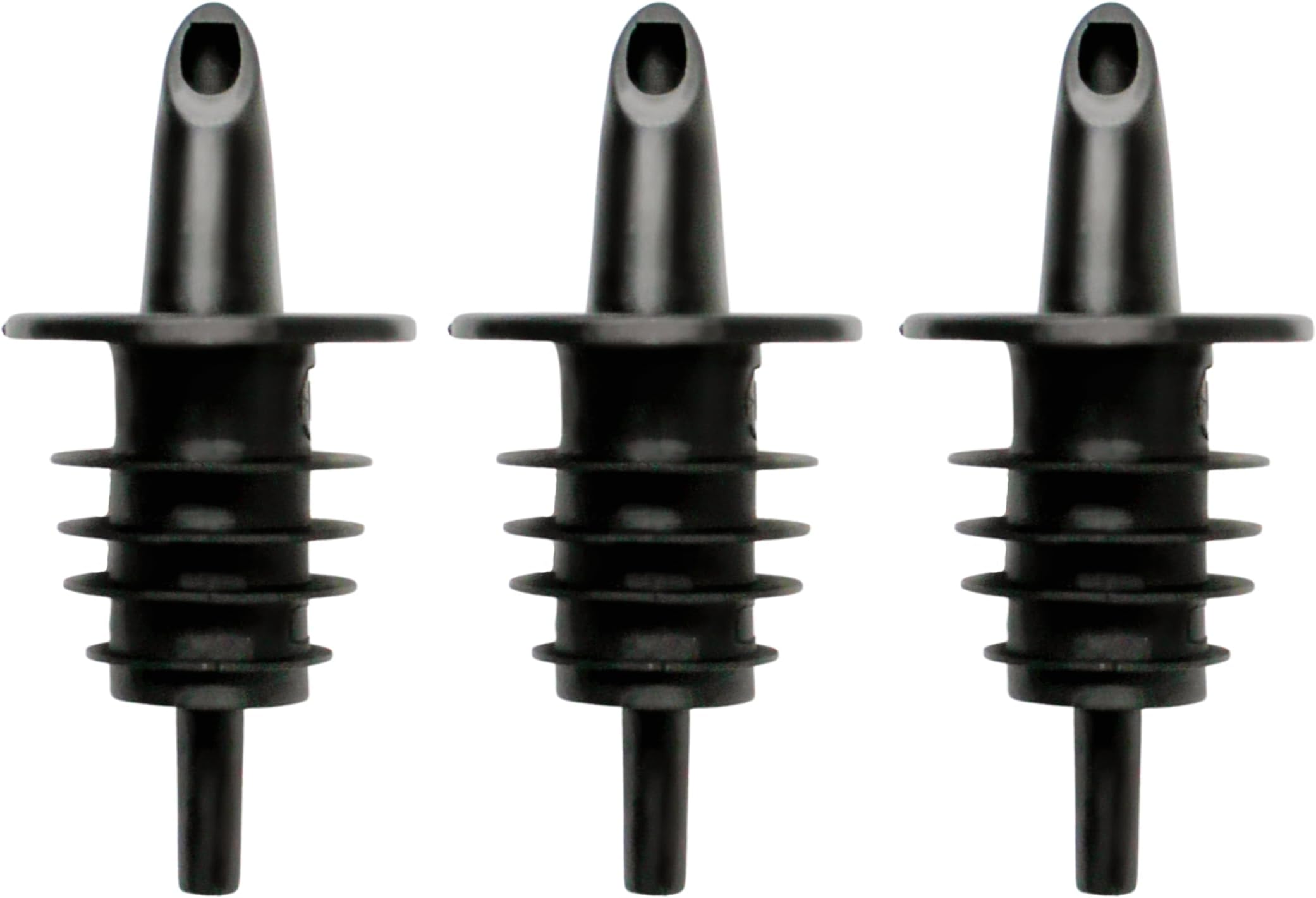 Hawaiian Shaved Ice 3 pack Free Flow Pourers, for Snowcone Syrup, Plastic Bottle Spout for Mixed Drinks, Snow Cone, Mochas & Latte Flavor - Black