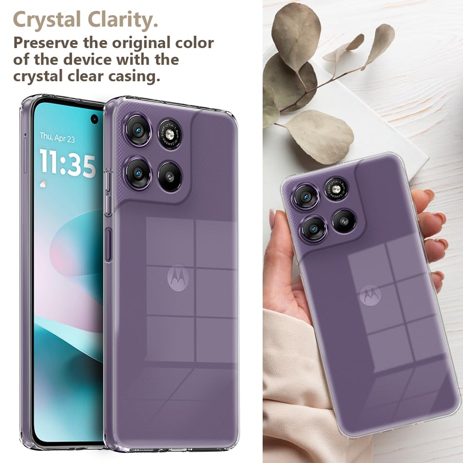 Image of Fashionury Crystal Clear Case for Motorola Moto G67 Power 5G / G57 Power 5G | Transparent TPU Silicone | Yellowing Resistance | Raised Camera Lips | Slim Transparent Cover