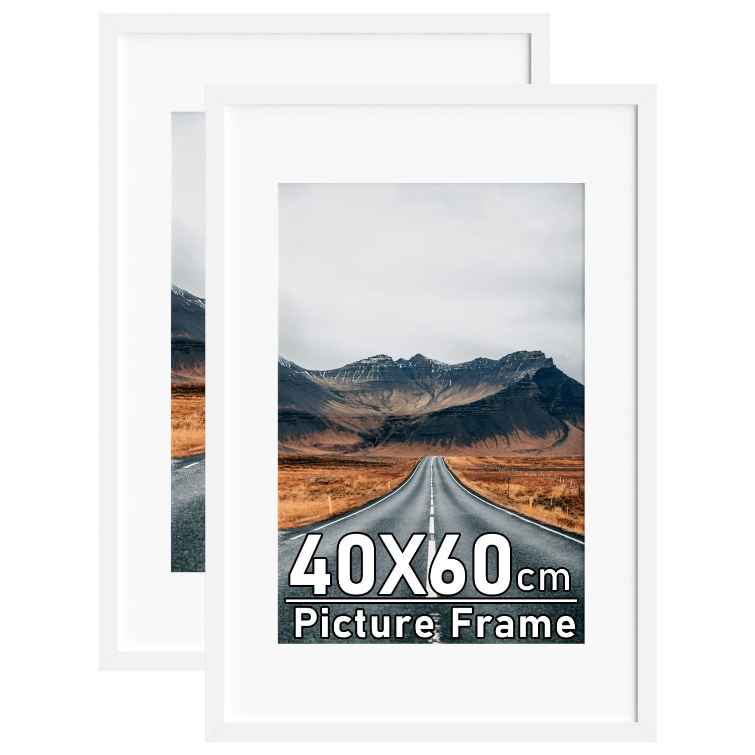 2Pack White 60x40cm Wooden Picture Frames with Removable A3 Mount