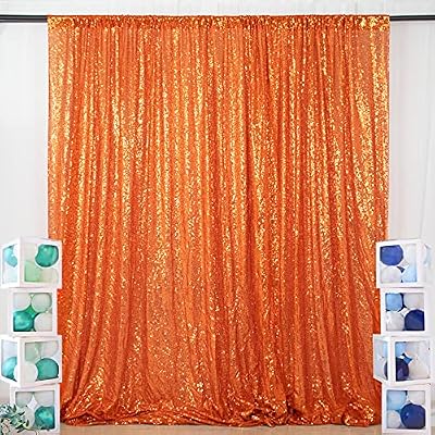 ShinyBeauty Photo Booth Backdrop Best Choice-4FTx6FT- Sequin Photobooth Backdrops for Weddings and Events, Wedding Decoration, Sparkle Curtain for Backdrop (4FTx6FT, Orange)