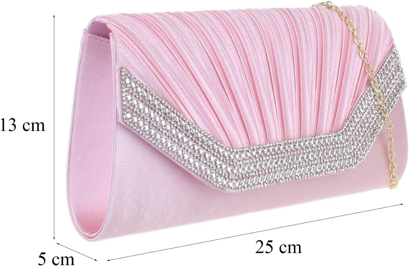 Girly HandBags Womens Pleated Gemstones Clutch Bag