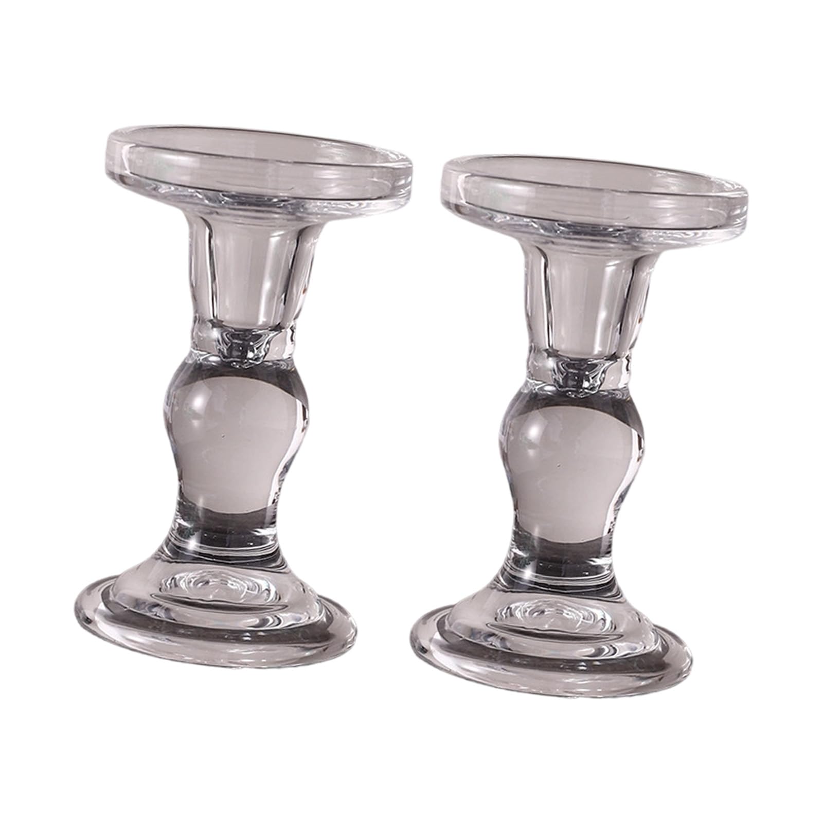 PANGBOER Holders Glass Candlestick Holders Clear Taper Candleholder for Table Centerpieces Stick Holder Decors Glass for Candlestick