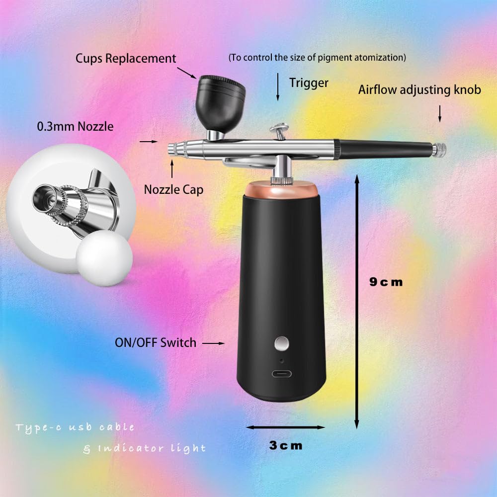 FAVAI Kit Aérographe Sans Fil avec Compresseur d'Air - Trois Pressions 120/140/160 kpa - NOIR 2.0 NOUVEAU