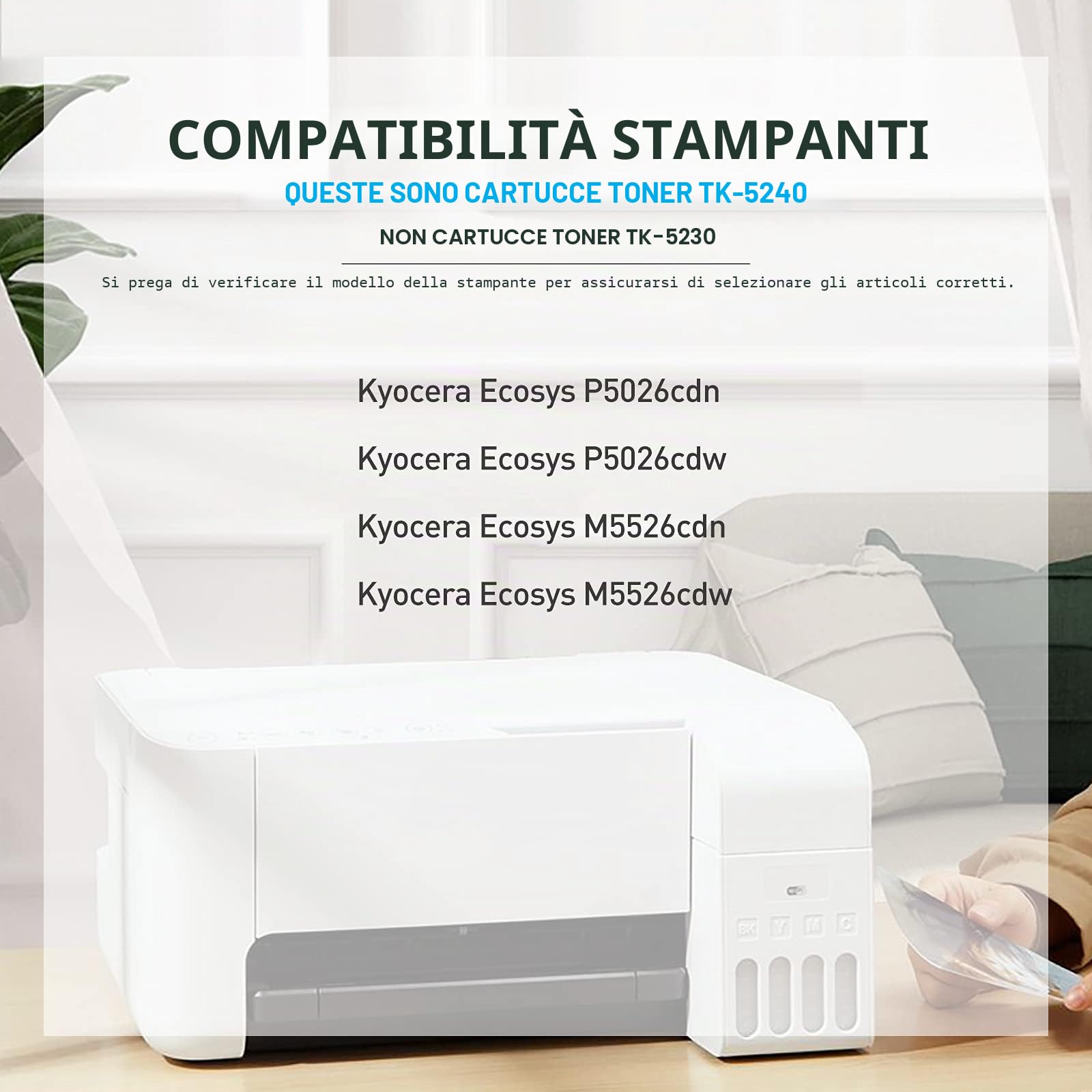 BAISINE TK-5240 Toner Compatibile con Kyocera TK5240 TK-5240K TK-5240C TK-5240Y TK-5240M per Kyocera Ecosys M5526cdn M5526cdw P5026cdn P5026cdw (Confezione da 4, Nero Ciano Giallo Magenta)