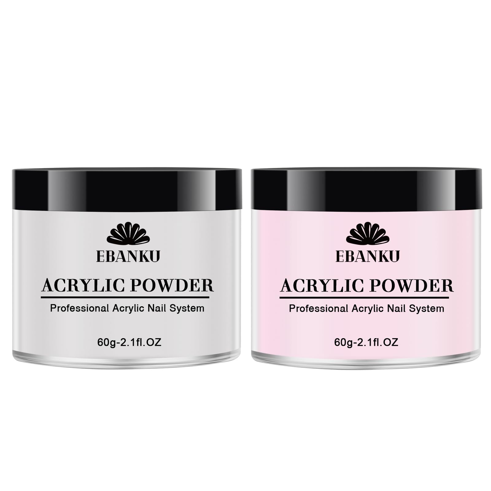 EBANKU Pink White Acrylic Powder for Nail Set, Professional Nail Powder Pink+White