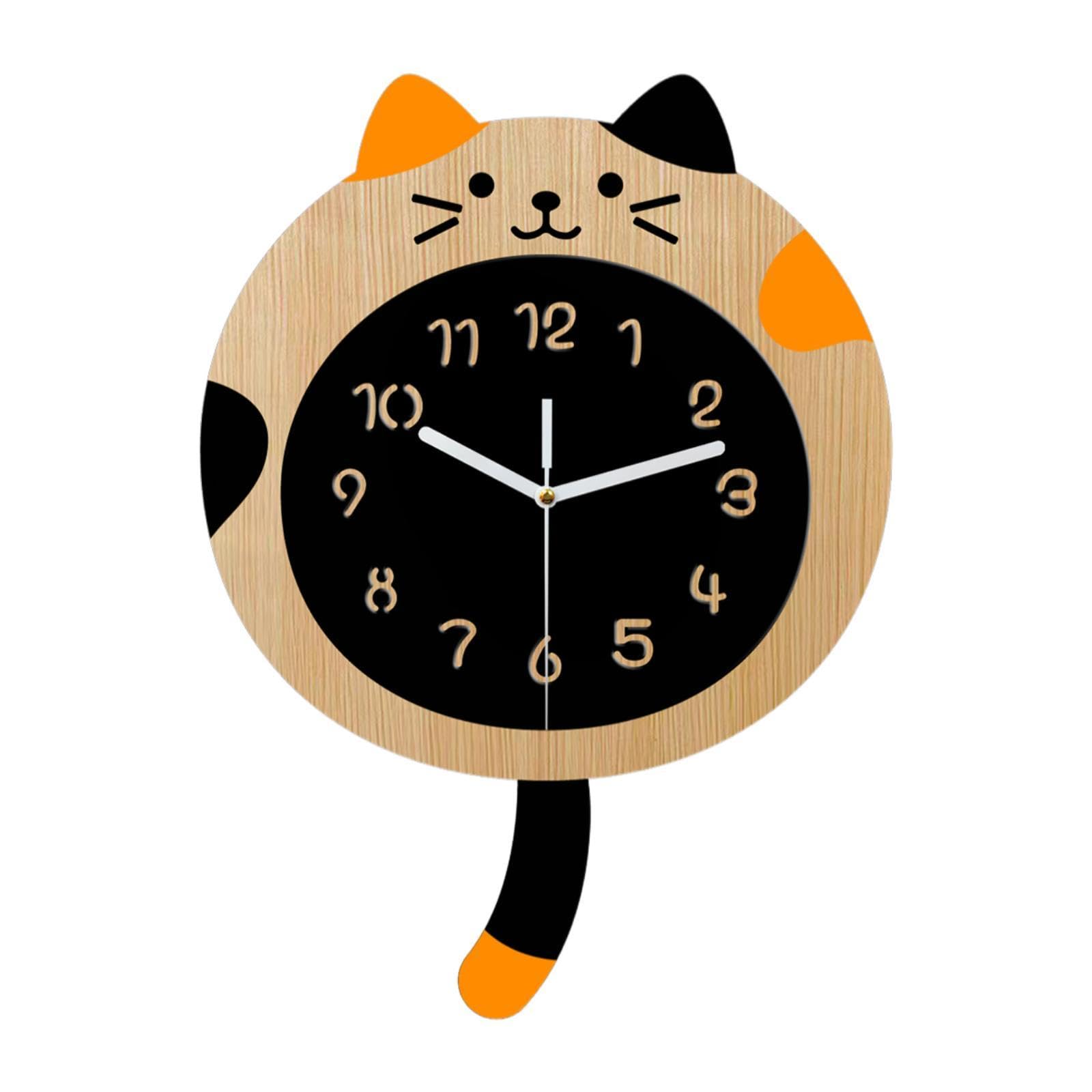 Horloge murale silencieuse avec queue d'animaux décoration chat - 8