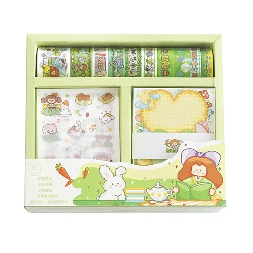 Miniatura 9 de ZDOLAKIDS Kawaii Washi - Juego de bloc de notas de cinta adhesiva (10 rollos de cintas, 10 hojas de calcomanías, 30 hojas de bloc de notas) Linda