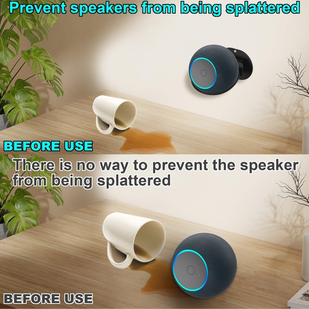Supporto da parete per Echo Dot Max, staffa salvaspazio in ABS con gestione dei cavi, per supporto da parete Echo Dot Max (nero)