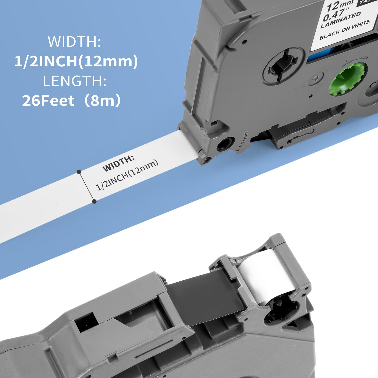 4x Compatible para Brother P-touch Tapes Etiqueta Reemplazo 12mm 0.47 Negro sobre Blanco Laminada para Tze-231 TZe231 Tz 231 Tzc231 para P-Touch PT-H100lb PT-H105 PT-D210 PT-E110 PT-1010 PT-1000