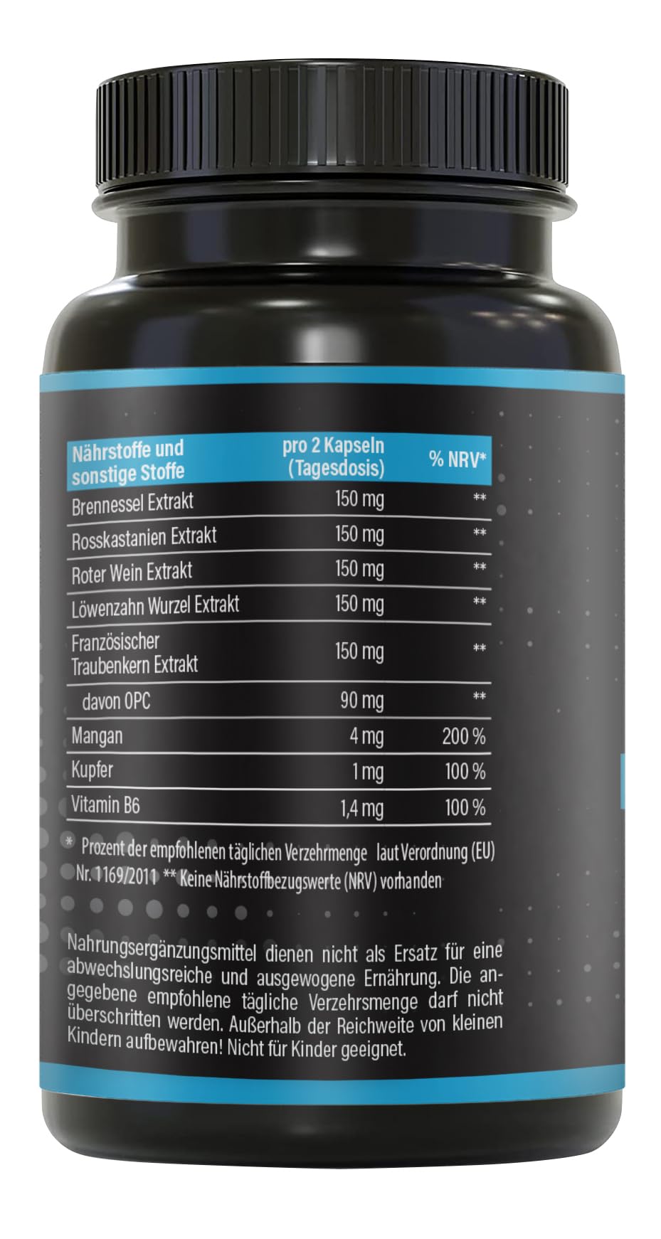 BRNR - Wasser Bindegewebe Komplex mit Kupfer und 5in1 Stoffwechsel Formel mit Vitamin B6, Brennnesselextrakt, Rosskastanienextrakt, 120 Kapseln