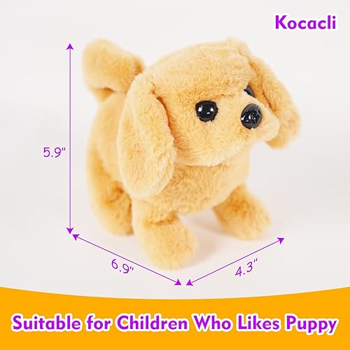 Miniatura 7 de Kocacli Juguete interactivo de peluche para cachorros Golden Retriever, juguete electrónico interactivo para cachorros, caminar, ladrar, mover la